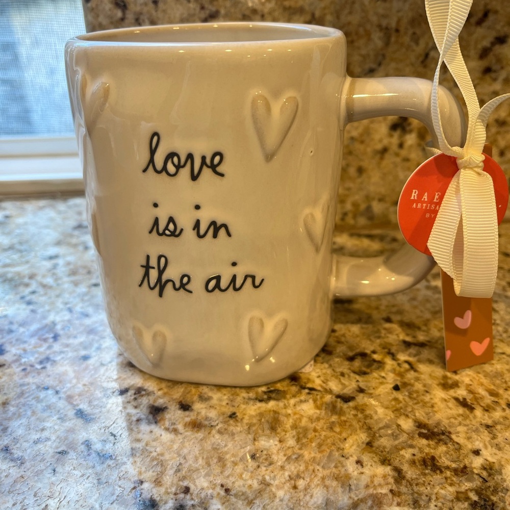 Rae Dunn Cream Heart Mug with Love is in the Air Valentine’s Day